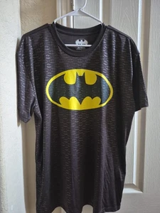 Batman DC Comics Heroes Men's All Over Logo SS Shirt Black/Yellow Shirt Size L - Picture 1 of 10