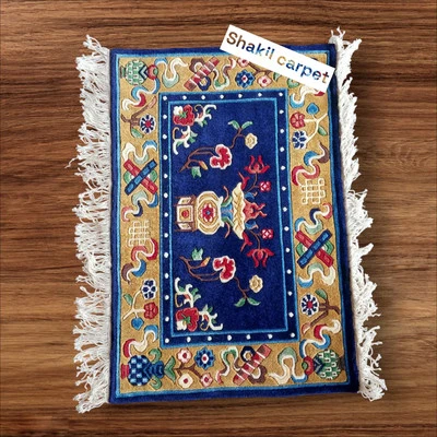 HAND KNOTTED TIBETAN MEDITATION FLORAL DOORMATE HANDMADE WOOL NEPALI RUG.3x2 ft - Image 1 of 3
