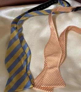 Lot Of 2 Tommy Hilfiger/Collard Green Adjustable Stripe Bow tie - Picture 1 of 4