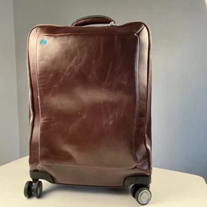 Piquadro Leather Rolling Carry-On Cabin Suitcase Brown 21 inch - Bild 1 von 24
