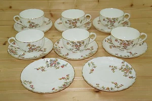 Adderley Jessamine 3589 Set of (6) Cups, 2 1/8" x 3 1/2" & (8) Saucers, 5 3/4" - Picture 1 of 9