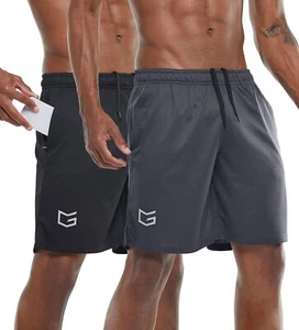 Men's 7" Workout Running Shorts Lightweight Quick Dry Gym Shorts with Zip - Picture 1 of 7