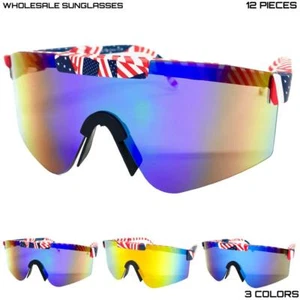WHOLESALE LOT Sports Cycling Fishing Wrap Around Patriotic SUN GLASSES 12 Pairs - Picture 1 of 12
