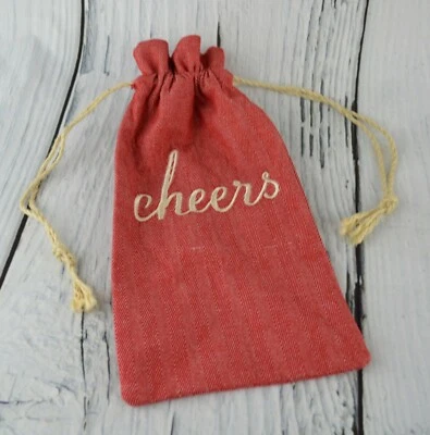 Botella de vino reutilizable bolsa de regalo tela de lona Cheers bolso de supermercado ecológico rojo 13"x6,5" Foto 1 de 4