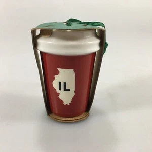 Starbucks Rojo Illinois Ornamento Clásico Cerámica Hot Cup Logo Vacaciones 2016 NUEVO - Imagen 1 de 5