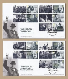 GB 2024 Winston Churchill Smilers / Hoja de coleccionista - FDC x 2 - Westerham SHS - Imagen 1 de 3