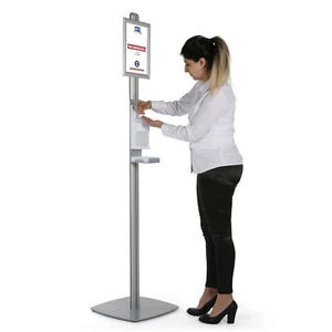 Floor Standing Hand Sanitizer Dispenser 1000 mL with 8.5x11 Snap Frame Sign Post - Picture 1 of 6