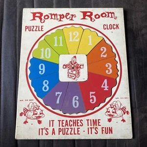 Vintage Romper Room Wood Clock Puzzle Clown Rare Rainbow Colors - Picture 1 of 2