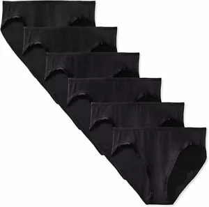 New Women's Essentials Cotton Bikini Brief Underwear, Black Multipack Pack of 6 - Picture 1 of 4