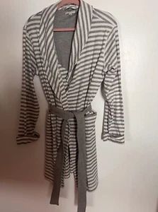 Anne Klein Striped Robe White/ Grey Long Sleeve Women’s Size L/XL - Picture 1 of 5