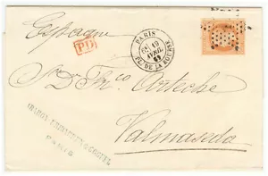 Cubierta de Francia 1869 París a Valmaseda (SP) - cubierta 454 - Imagen 1 de 2