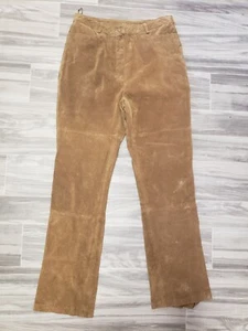 Women's MASSINI Brown 100% Leather Pants Boot Fit Size 12 - Picture 1 of 2