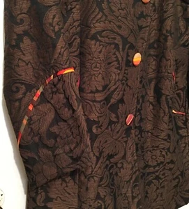 Vintage Ollie Sang Blazer Women’s Asian Inspired Damask Brown Retro 70’s Accents - Picture 1 of 12