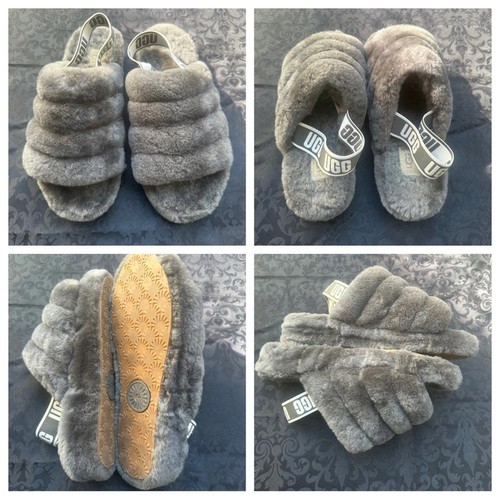 UGG FLUFF YEAH Sandalo ciabatta slide antracite donna taglia 9