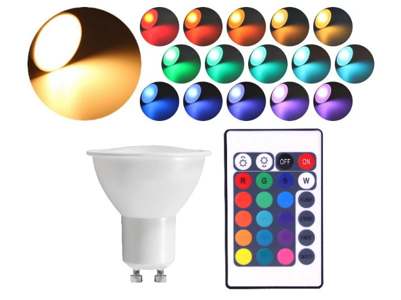 4W RGBW LED GU10 Leuchtmittel 230V Fernbedienung Memory Funktion dimmbar RGB+W - Bild 1 von 4