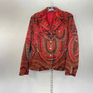 Isaac Mizrahi Red Cotton Paisley Blazer Jacket Size S - Preowned - Picture 1 of 5