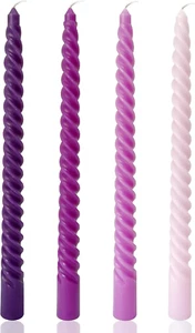 10 Inch Purple-Gradient Spiral Taper Candles, 4 Pack for Home Decoration - Picture 1 of 12