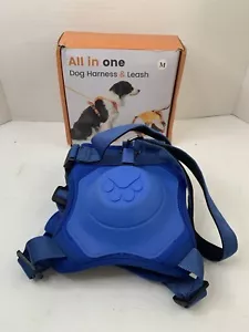 Dog Harness and Retractable Leash Set All-in-One Heavy Duty Color Blue Size Med - Picture 1 of 12