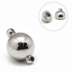 2 x 304 Stainless Steel Magnetic Clasps, Hand Polished, Round, 18x12mm - Imagen 1 de 1