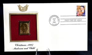 Madonna and Child Christmas 1997 ~  22kt Gold Stamp First Day Issue Mint Hinged - Picture 1 of 5