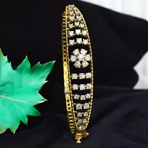 Bracciale floreale diamanti naturali taglio brillante tondo 1,44 ct in oro giallo 14 carati - Foto 1 di 10