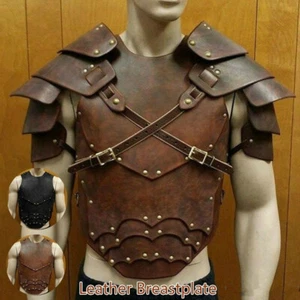 Medieval Chest Armor Vest Leather Gladiator Samurai Battle Knight Viking Costume - Picture 1 of 10