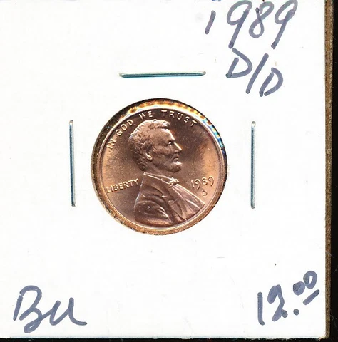 LINCOLN CENT - 1989 ERROR D OVER D -  BU #3899 Cover