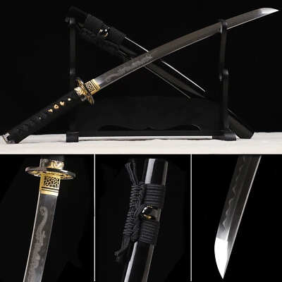 Gold Dragon T10 Steel Clay Tempered Japanese Samurai Wakizashi Sword Razor Sharp - Image 1 of 4