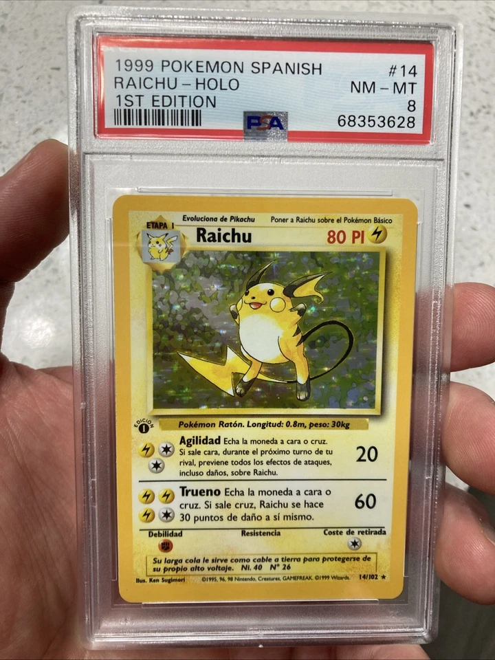 ~ESP~ SPANISH PSA 8 Raichu 1st Edition Holo 14/102 Pokemon Card - Image 1 of 4