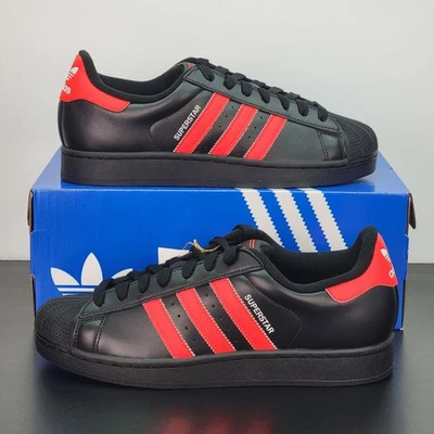 Adidas Superstar Men's Size 12 Athletic Shoes Black Red Casual Sneakers - Image 1 of 4