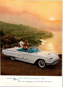 Vintage 1959 Ford Thunderbird Print Ad Convertible "The car everyone would love - Picture 1 of 1