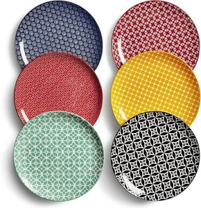 DOWAN Plates 8.5" Ceramic Side Dinner Pasta Salad Plate Set of 6 Dishwasher Safe - Picture 1 of 7