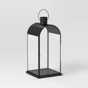 Threshold Black Stainless Steel & Glass Lantern - Tabletop Decor - Picture 1 of 5