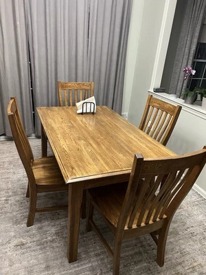 Wood Dinning Table With 4 Chairs - Image 1 of 2