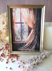 Liminal Window Mini Painting – 3.5x5 Framed Gothic Art Surreal Melancholy Decor - Picture 1 of 7