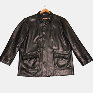 Vintage Polo Ralph Lauren Black Leather Jacket Size XL - Picture 1 of 14