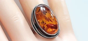 ADOLF REGELMANN ° SILBER DESIGN RING ° 925 ° BERNSTEIN ° Silberschmuck ° - Picture 1 of 8