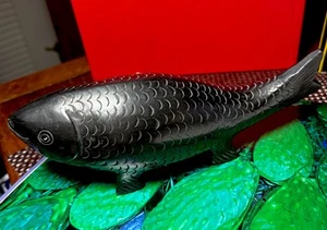 Barro Negro Black Clay Pottery  Koi Fish Sculpture Handmade Oaxaca Mexico RARE - Picture 1 of 10