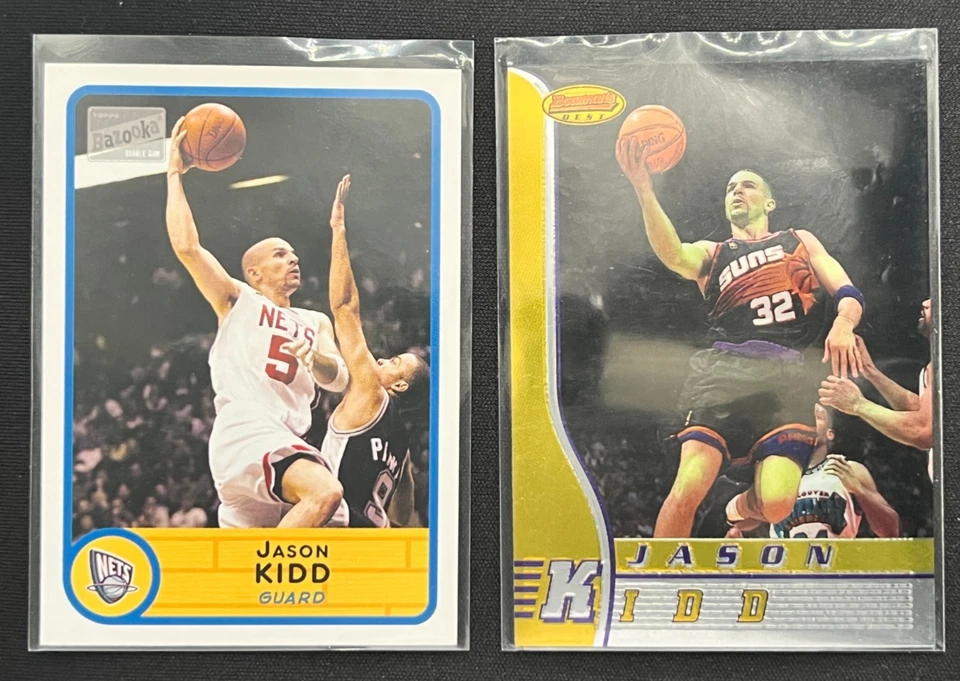 Lote de 2 tarjetas Jason Kidd Bowman's Best, Topps Bazooka Foto 1 de 1