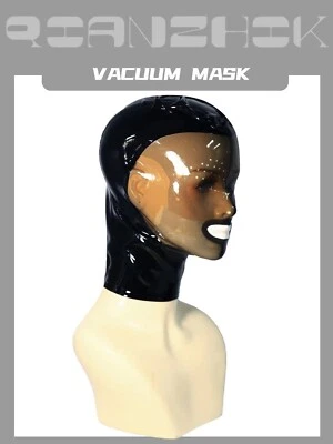 Máscara de goma transparente con capucha de látex negra con cremallera trasera para disfraces máscara fiesta Foto 1 de 4