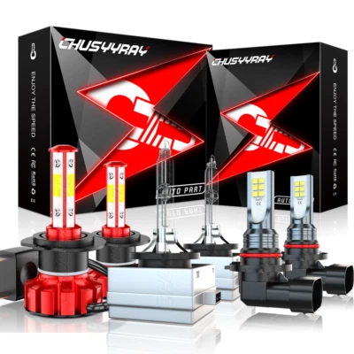 For Jaguar Vanden Plas 2004-2006 LED HID Headlight Hi/Low+Fog Bulbs H7 D1S 9145 - Image 1 of 4