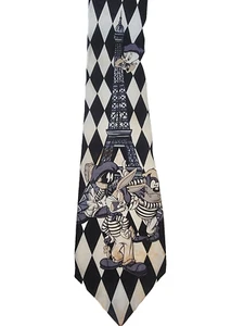 Vintage Looney Tunes Characters Black And White Effeil Tower Tie Needs Cleaning - Picture 1 of 4