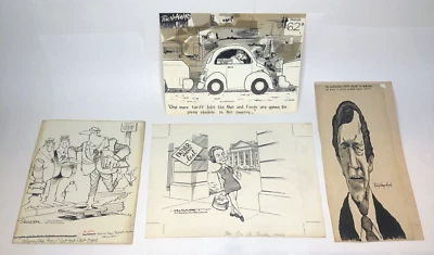 Lote De 4 De Colección Caricaturista Político Arte Original Varios Artistas Años 70’s Foto 1 de 4
