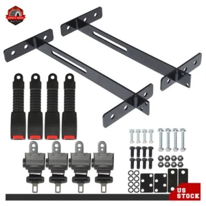 for EZGO Yamaha Club Car 4 Retractable Golf Cart Seat Belts and Bracket Kit - Picture 1 of 12
