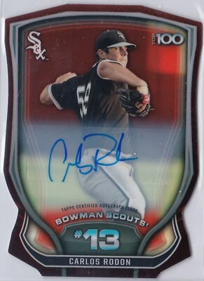2015 Bowman Chrome Scouts 100 CARLOS RODON Orange Refractor Auto Autograph #3/25 - Image 1 of 2