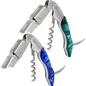 2 PAQUETES Abridor de Botellas de Vino con Doble Bisagras Llave de Sacacorchos Acero Inoxidable (Verde y Azul) - Imagen 1 de 16
