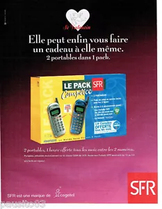 PUBLICITE ADVERTISING 096 1999 le pack téléphone portable SFR complice - Foto 1 di 1