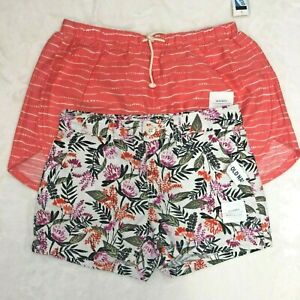 Old Navy Shorts Floral Drawstring Stripe Rayon Linen Shorty Girls 10-12 Lot of 2