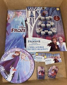 Disney Frozen 2 cupcake stand with table cover and plates