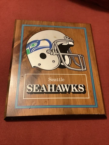 Vintage SEATTLE SEAHAWKS Football Wooden Wood Plaque Sign 70’s 80’s Helmet Logo Cover